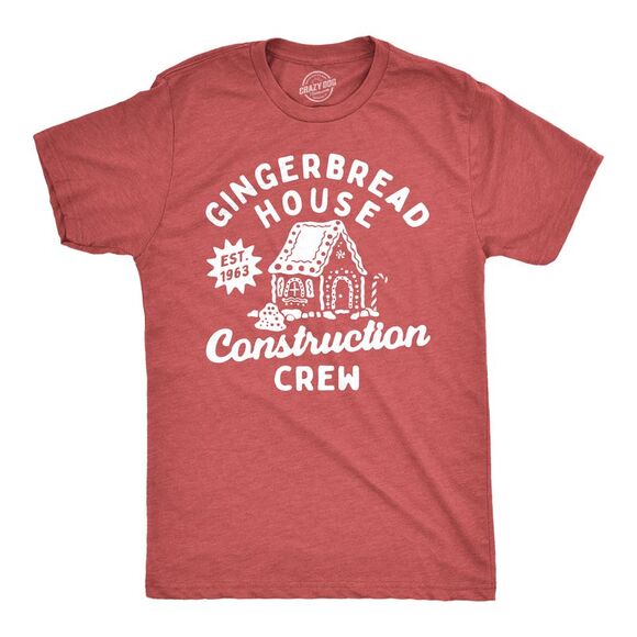 Mens Gingerbread House Construction Crew T Shirt Funny Xmas Treat Joke Tee for - Picture 1 of 4